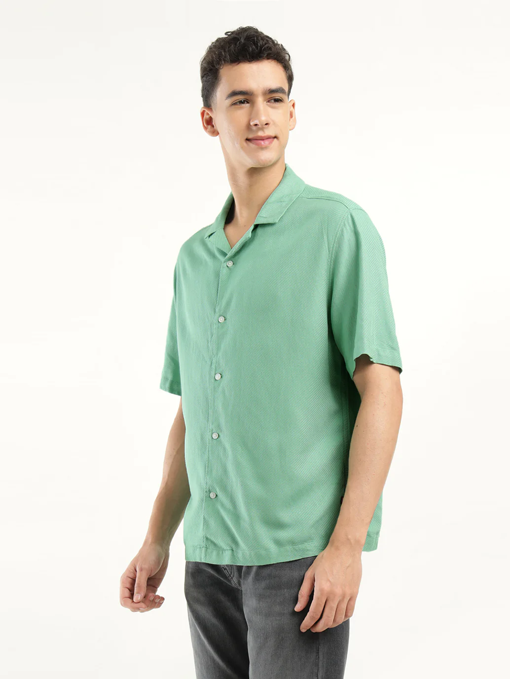 Men's Solid Camp Collar Shirt - Image 5