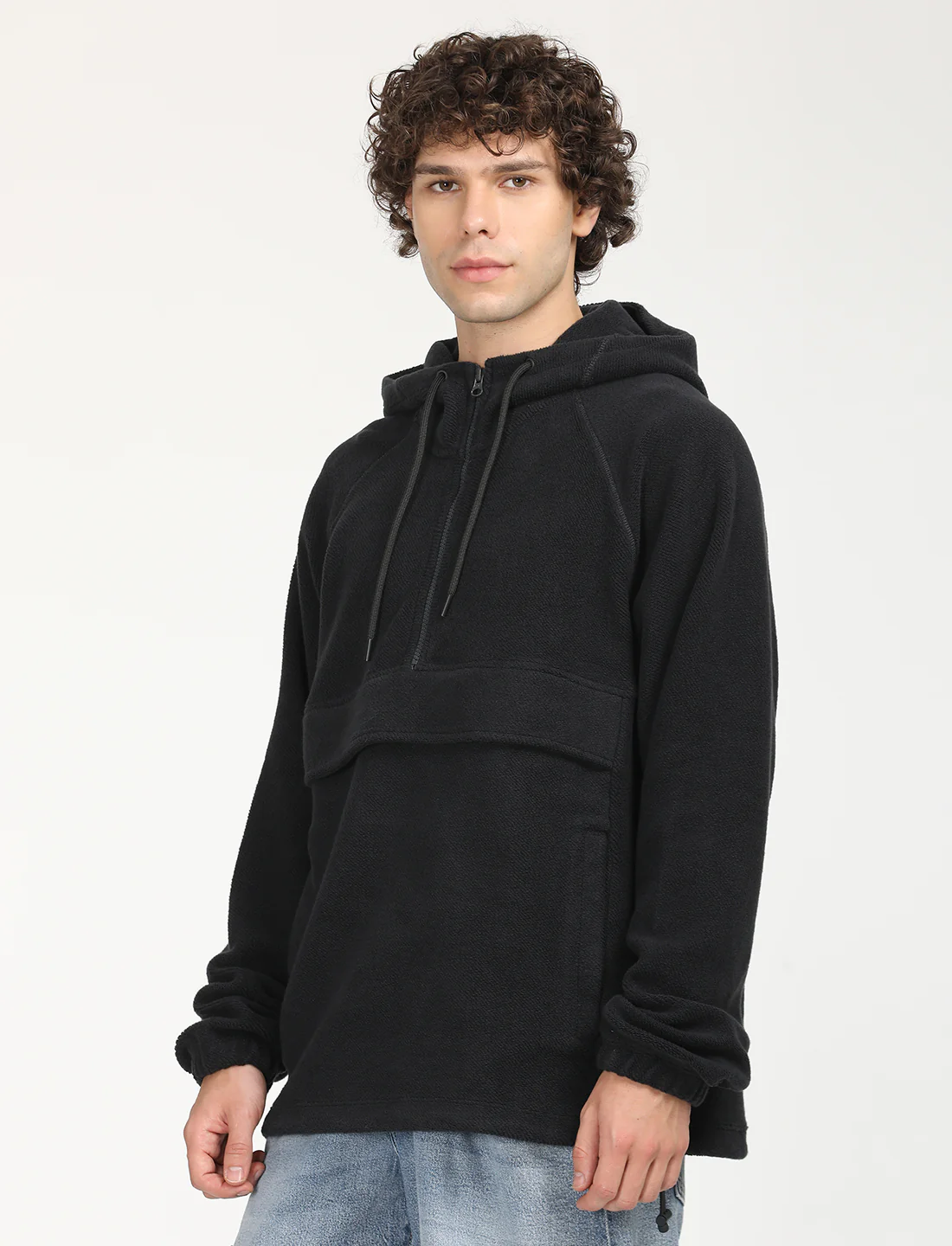 Men's Solid Charcoal Grey Hooded Sweatshirt - Image 2