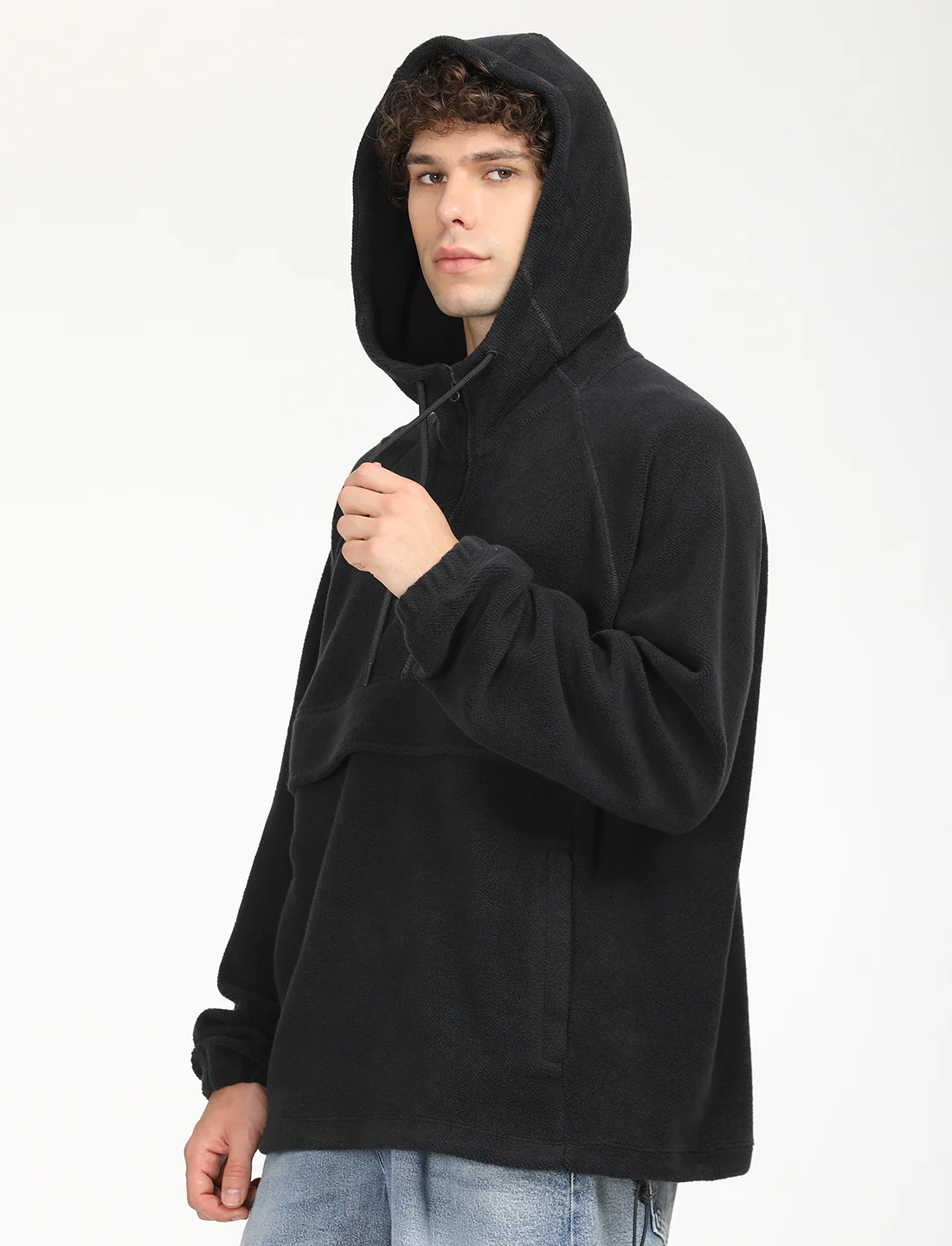 Men's Solid Charcoal Grey Hooded Sweatshirt - Image 4