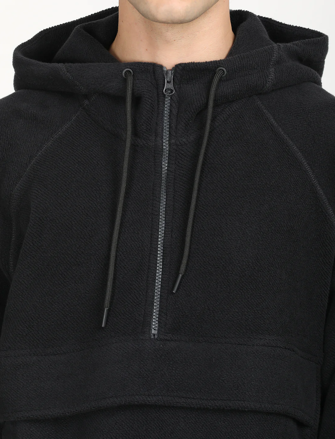 Men's Solid Charcoal Grey Hooded Sweatshirt - Image 5