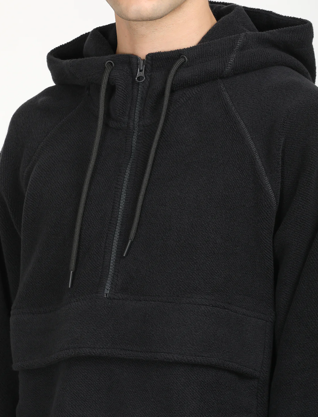Men's Solid Charcoal Grey Hooded Sweatshirt - Image 6