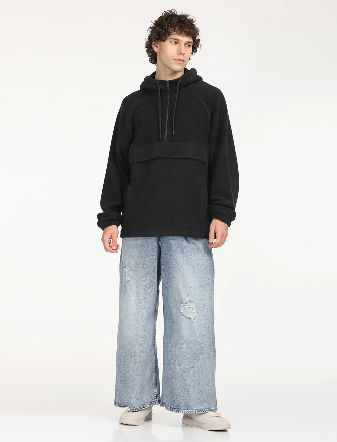 Men's Solid Charcoal Grey Hooded Sweatshirt - Image 7