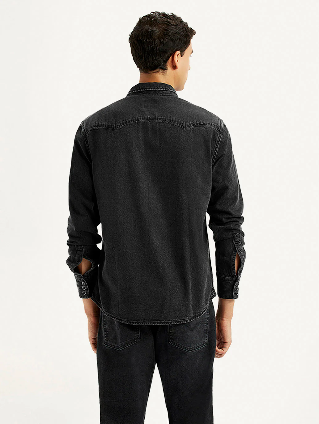 Men's Solid Charcoal Grey Slim Fit Shirt - Image 2