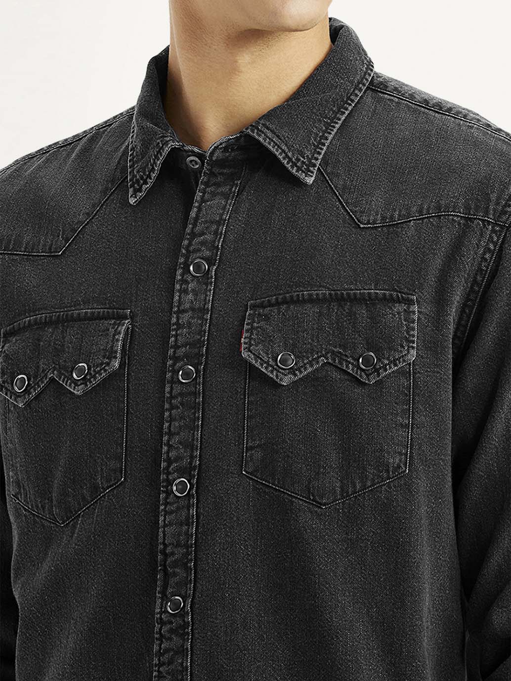 Men's Solid Charcoal Grey Slim Fit Shirt - Image 3
