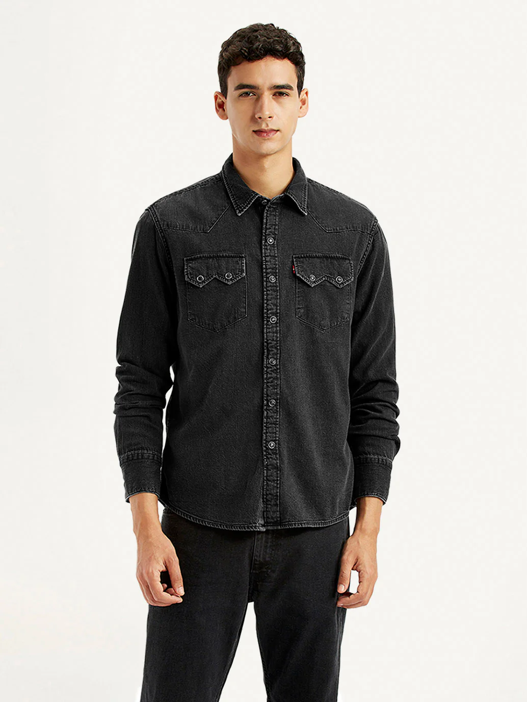 Men's Solid Charcoal Grey Slim Fit Shirt - Image 5