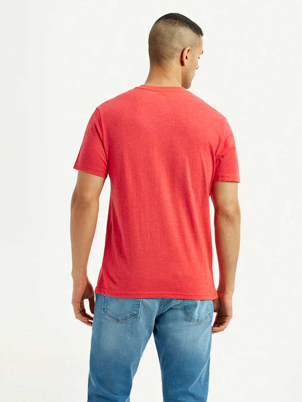 Men's Solid Coral Crew Neck T-Shirt - Image 2