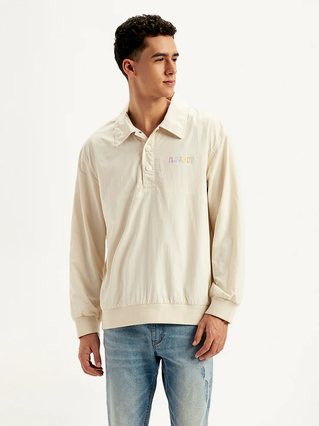 Men's Solid Cream Spread Collar Tailored Jacket