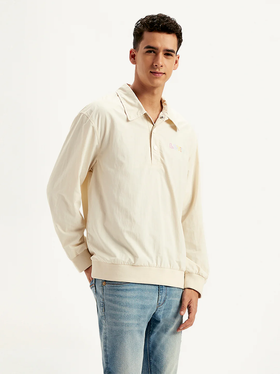 Men's Solid Cream Spread Collar Tailored Jacket - Image 3