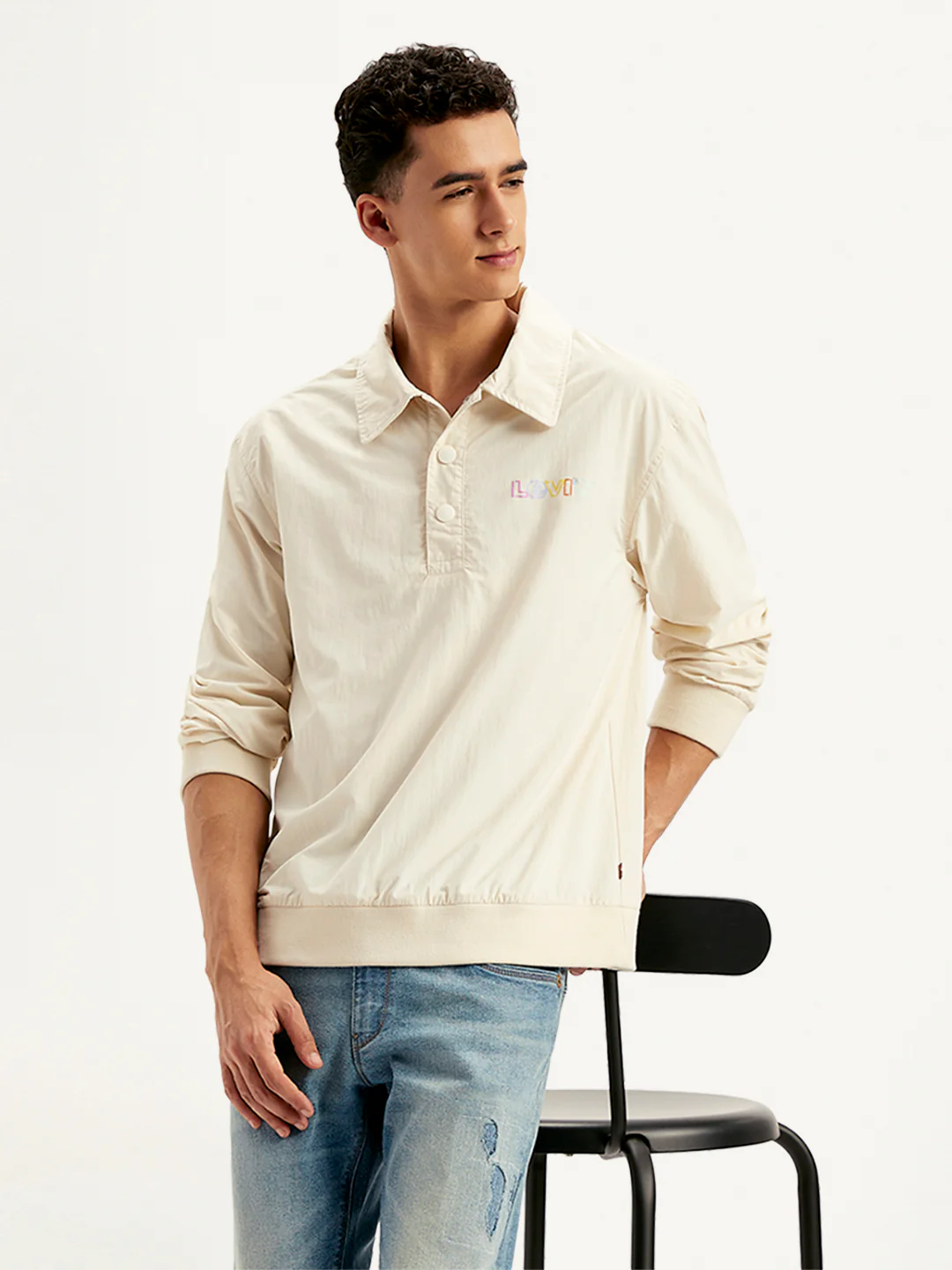 Men's Solid Cream Spread Collar Tailored Jacket - Image 5