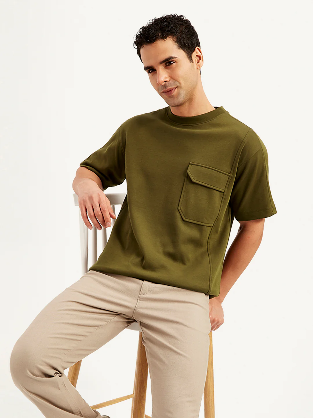 Men's Solid Crew Neck Utility T-Shirt