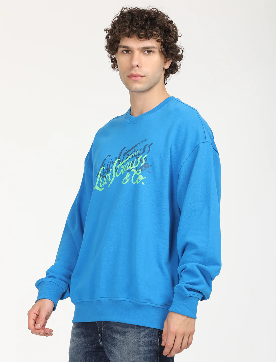 Men's Solid Dark Blue Crew Neck Sweatshirt - Image 2