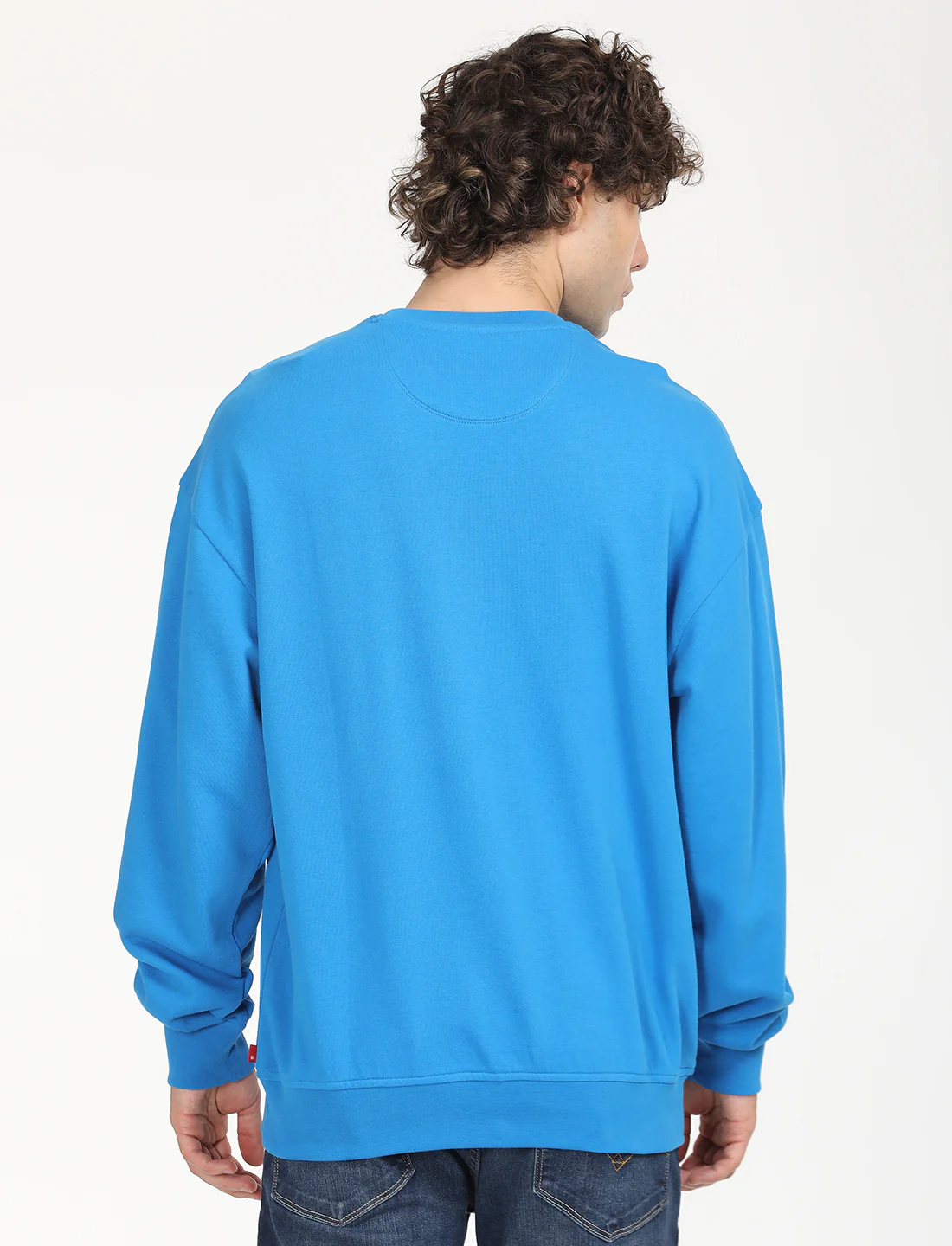 Men's Solid Dark Blue Crew Neck Sweatshirt - Image 3