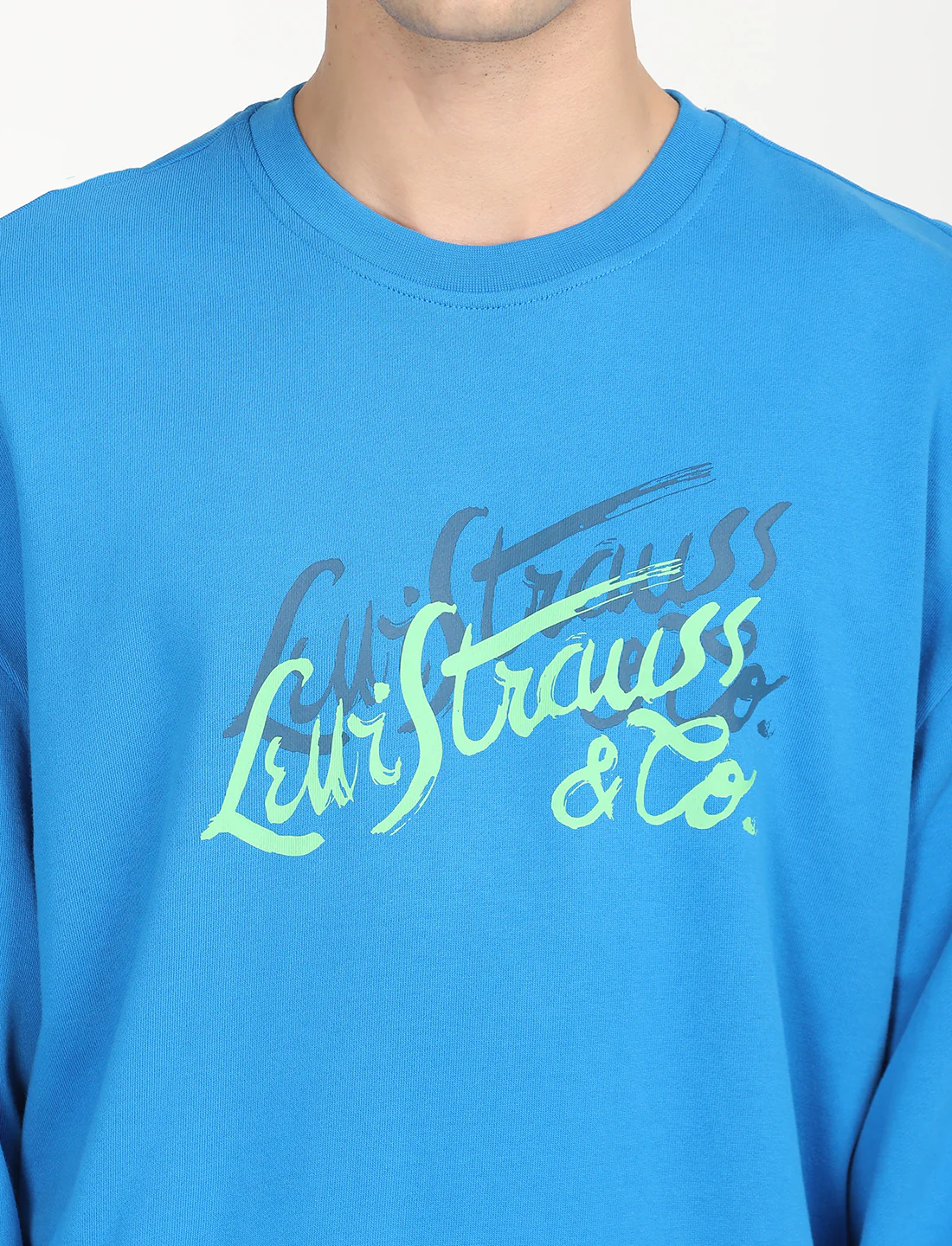 Men's Solid Dark Blue Crew Neck Sweatshirt - Image 4