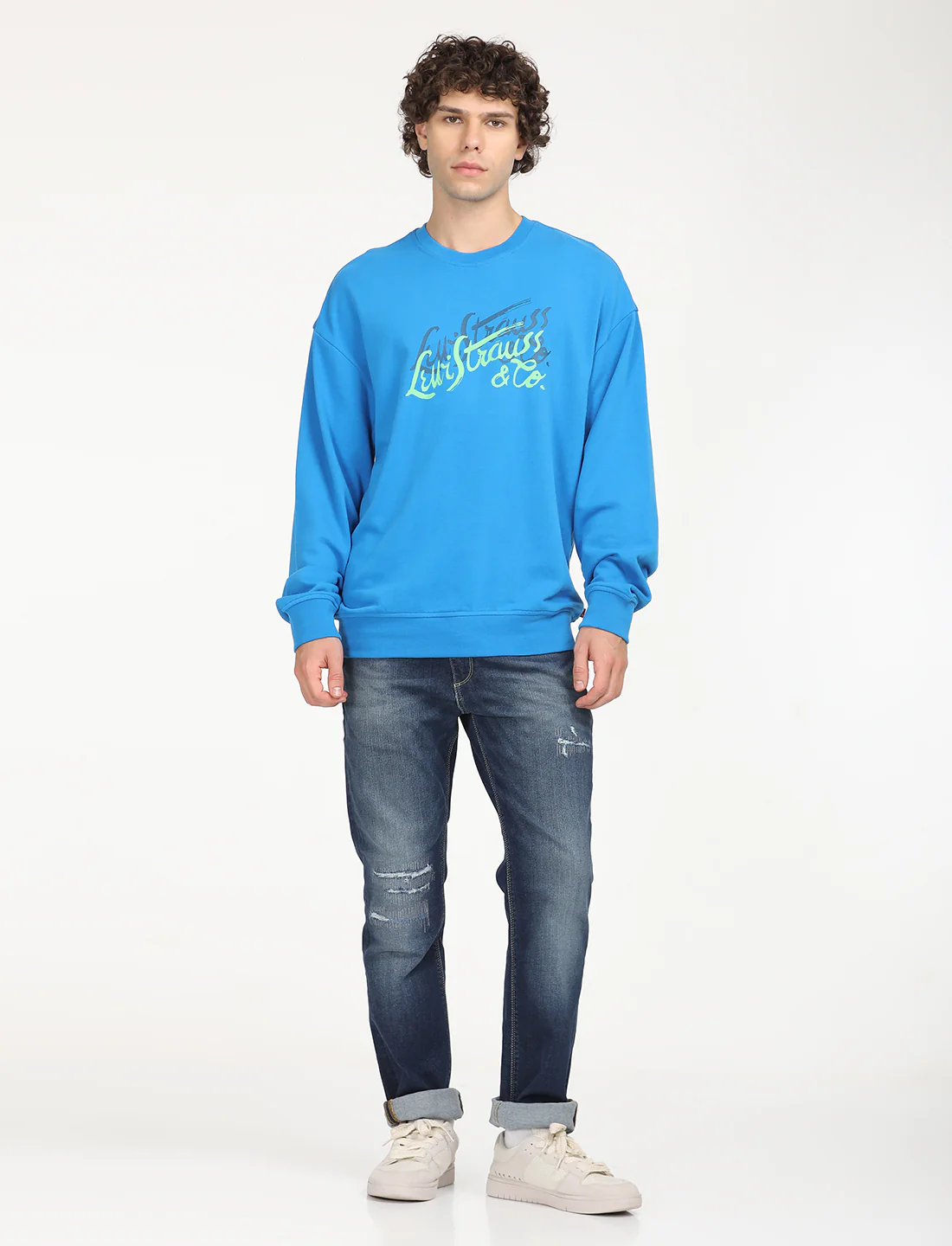 Men's Solid Dark Blue Crew Neck Sweatshirt - Image 6