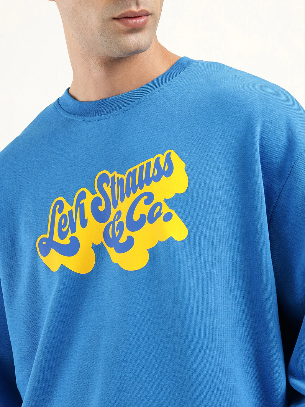 Men's Solid Dark Blue Crew Neck Sweatshirt - Image 4