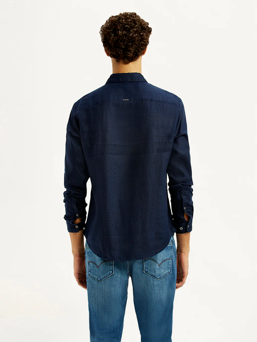 Men's Solid Dark Blue Slim Fit Shirt - Image 3