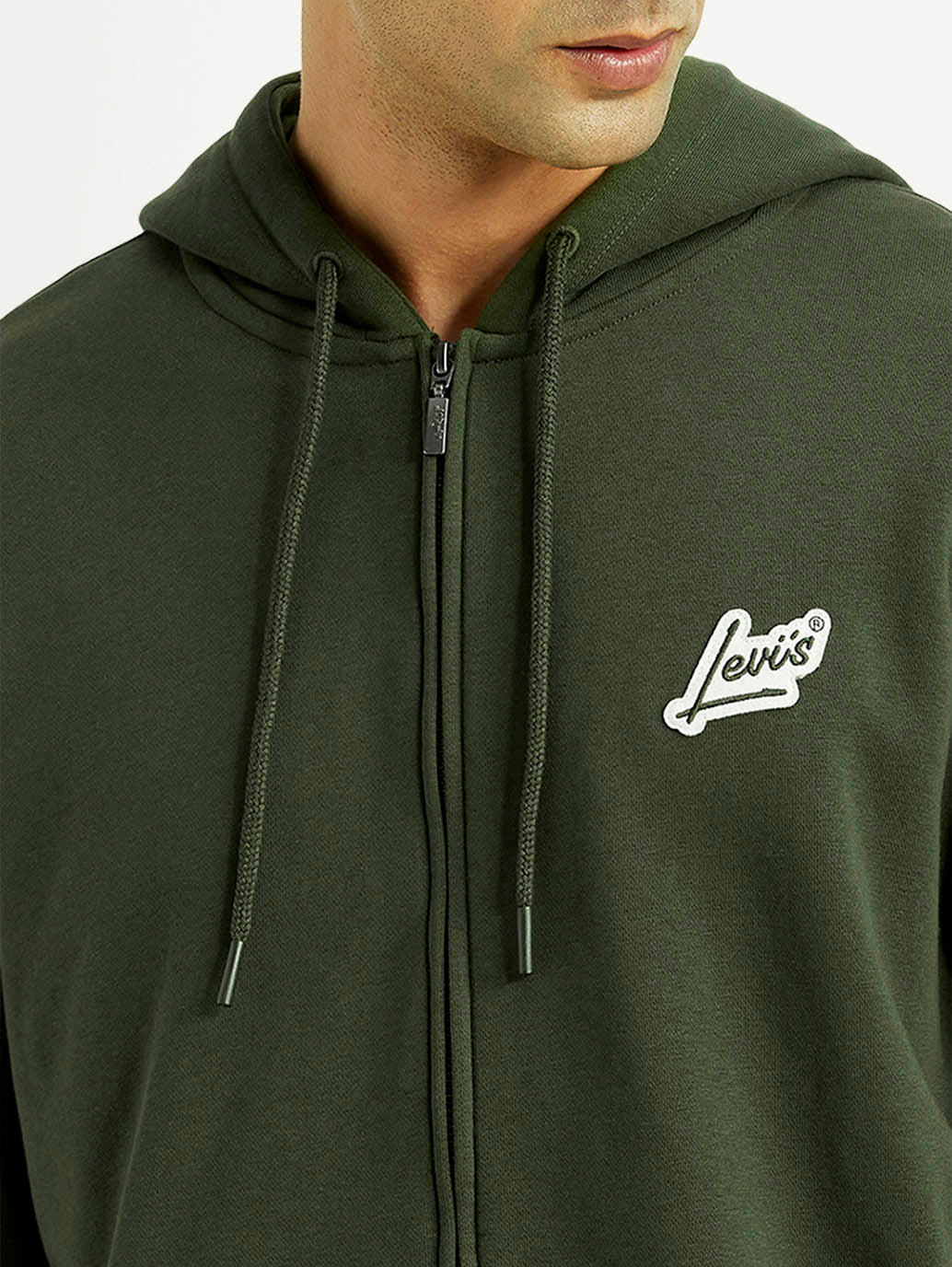 Men's Solid Dark Green Hooded Sweatshirt - Image 4