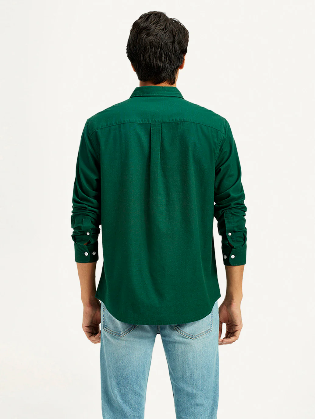 Men's Solid Dark Green Slim Fit Shirt - Image 2