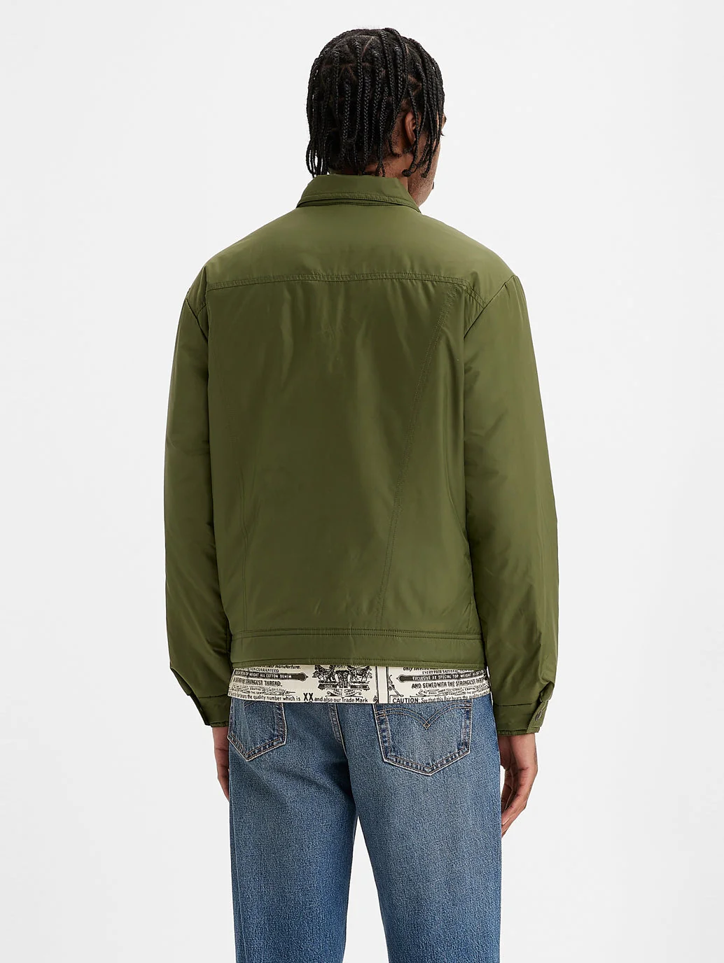 Men's Solid Green Collar Neck Padded Jacket - Image 4