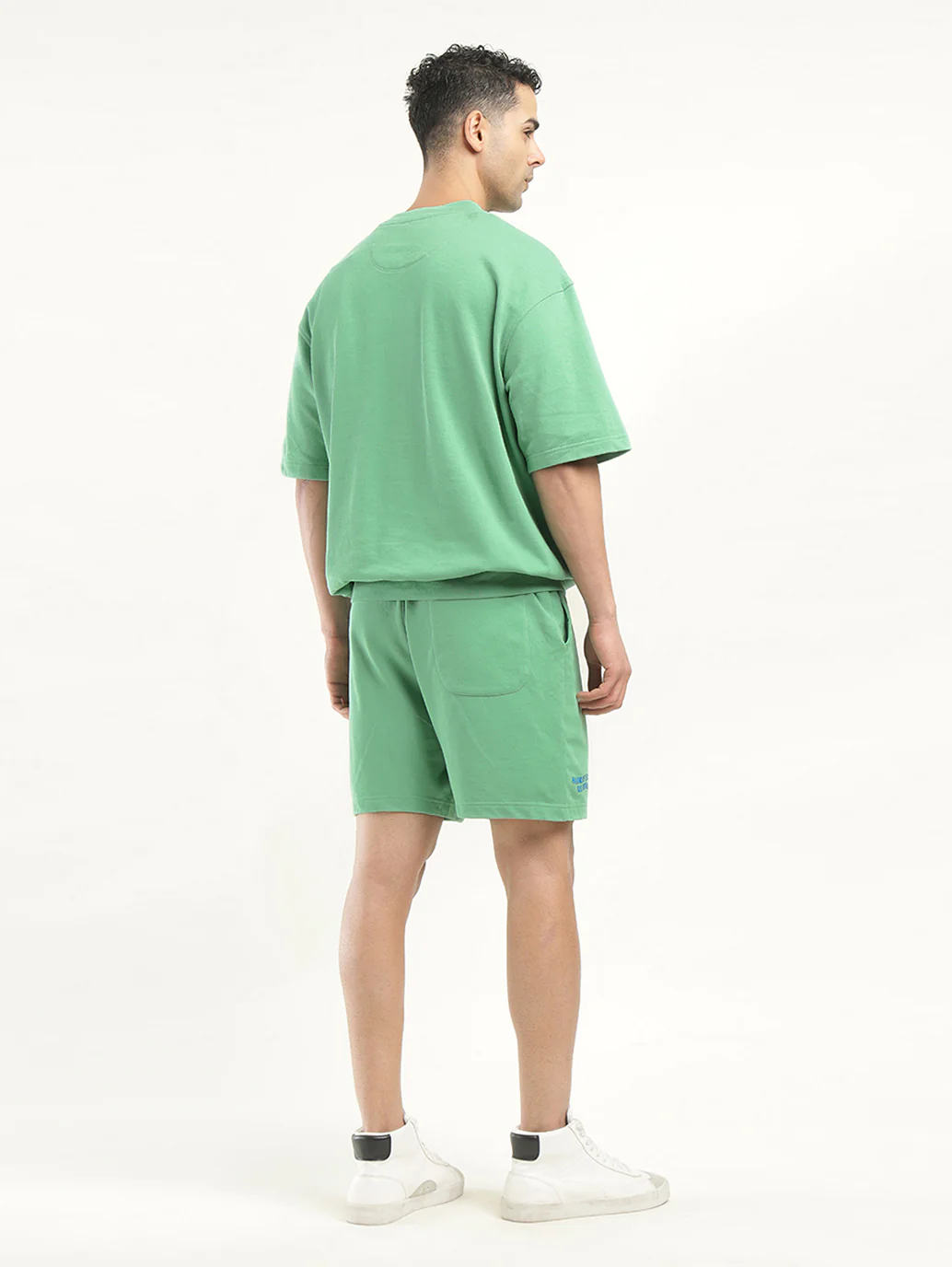 Men's Solid Green Crew Neck Co-ord Set - Image 3
