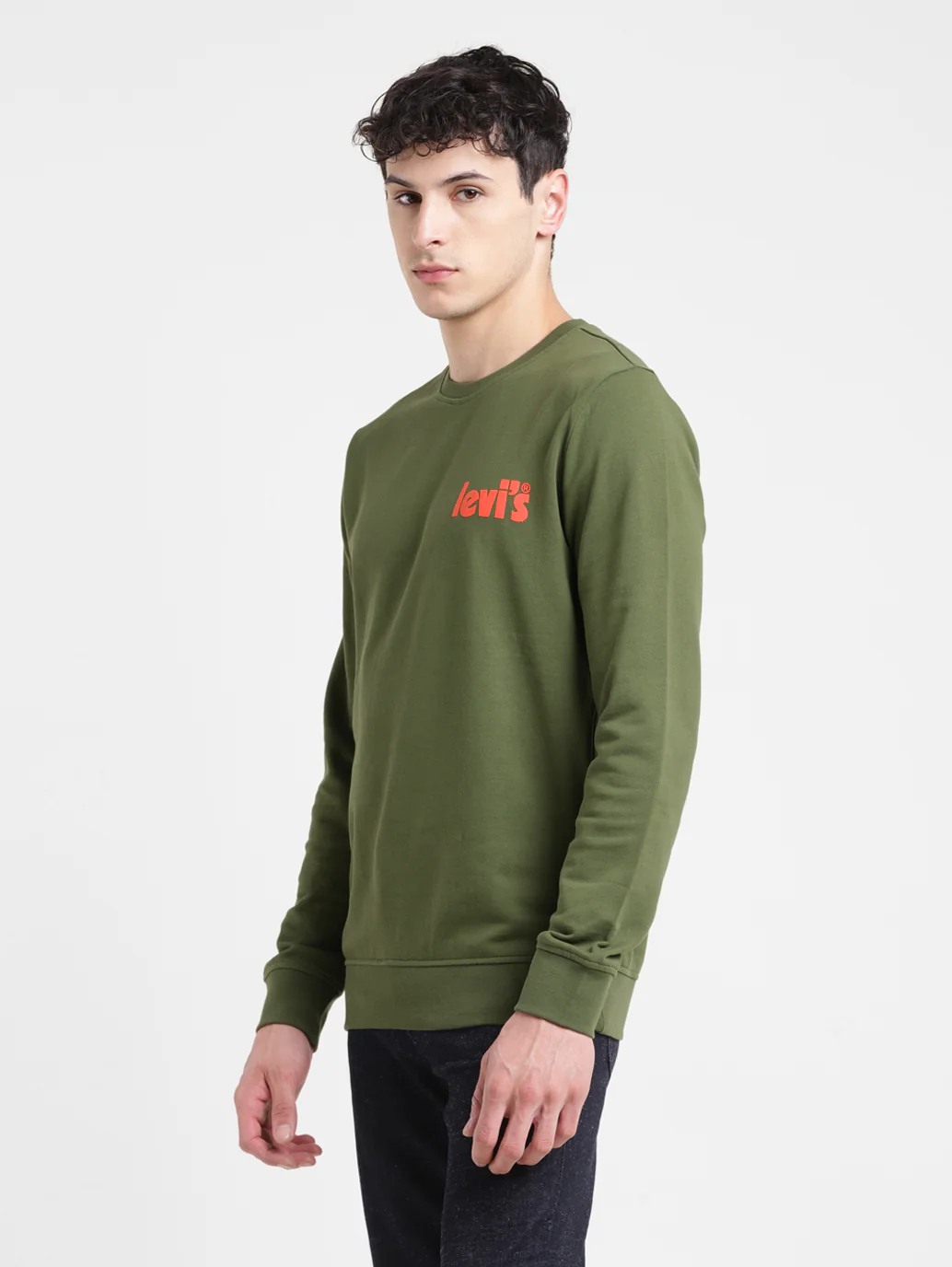 Men's Solid Green Crew Neck Sweatshirt - Image 4