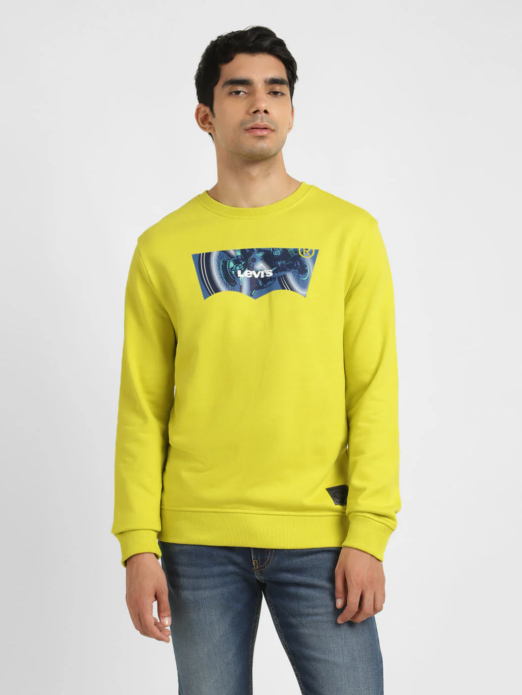 Men's Solid Green Crew Neck Sweatshirt - Image 2