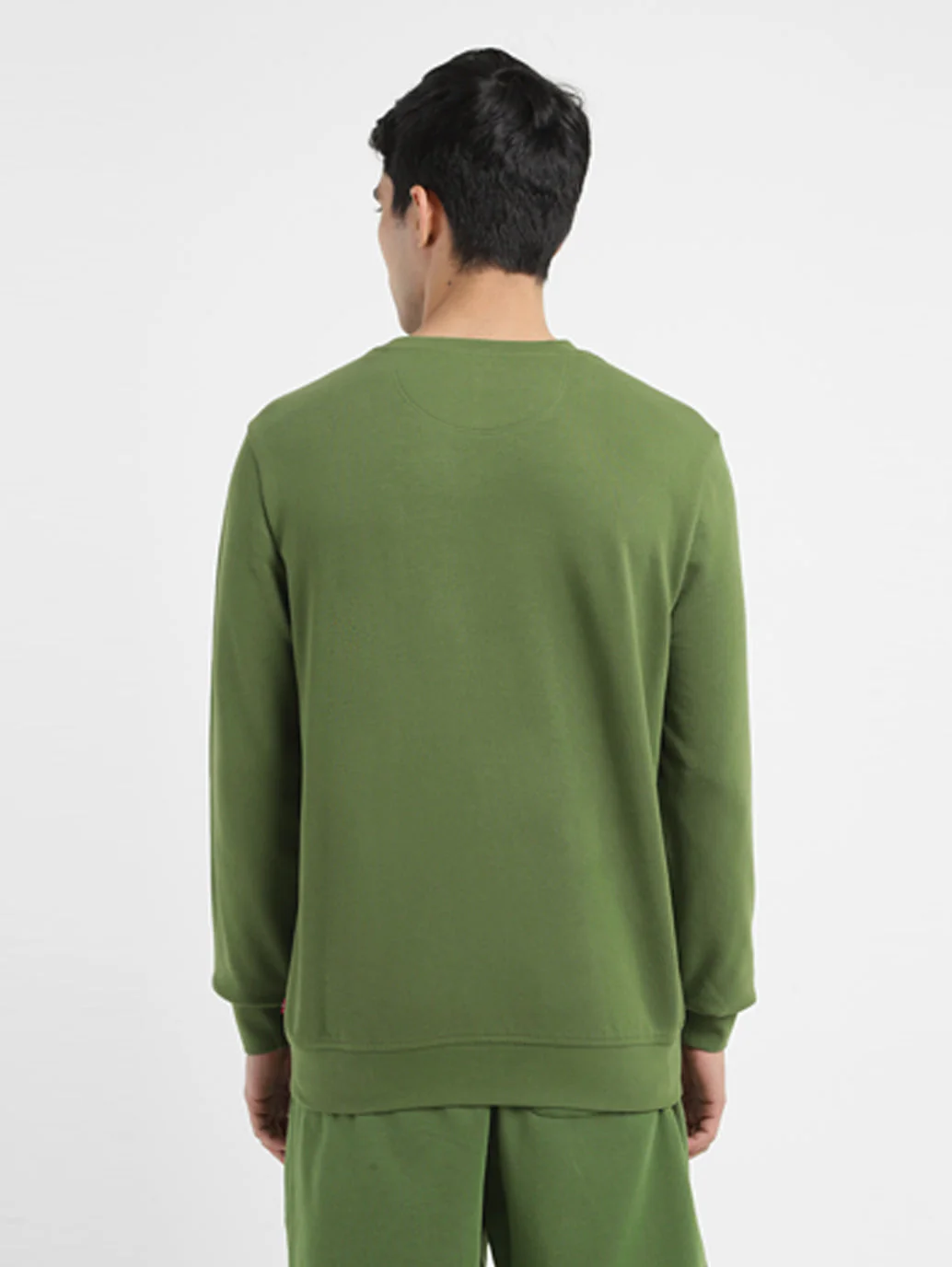 Men's Solid Green Crew Neck Sweatshirt - Image 3