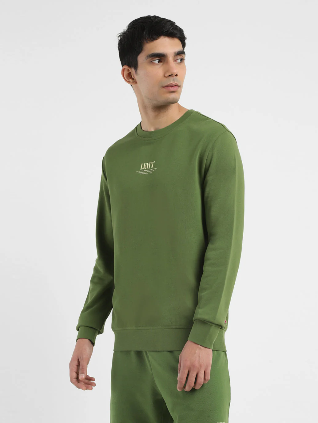 Men's Solid Green Crew Neck Sweatshirt - Image 4