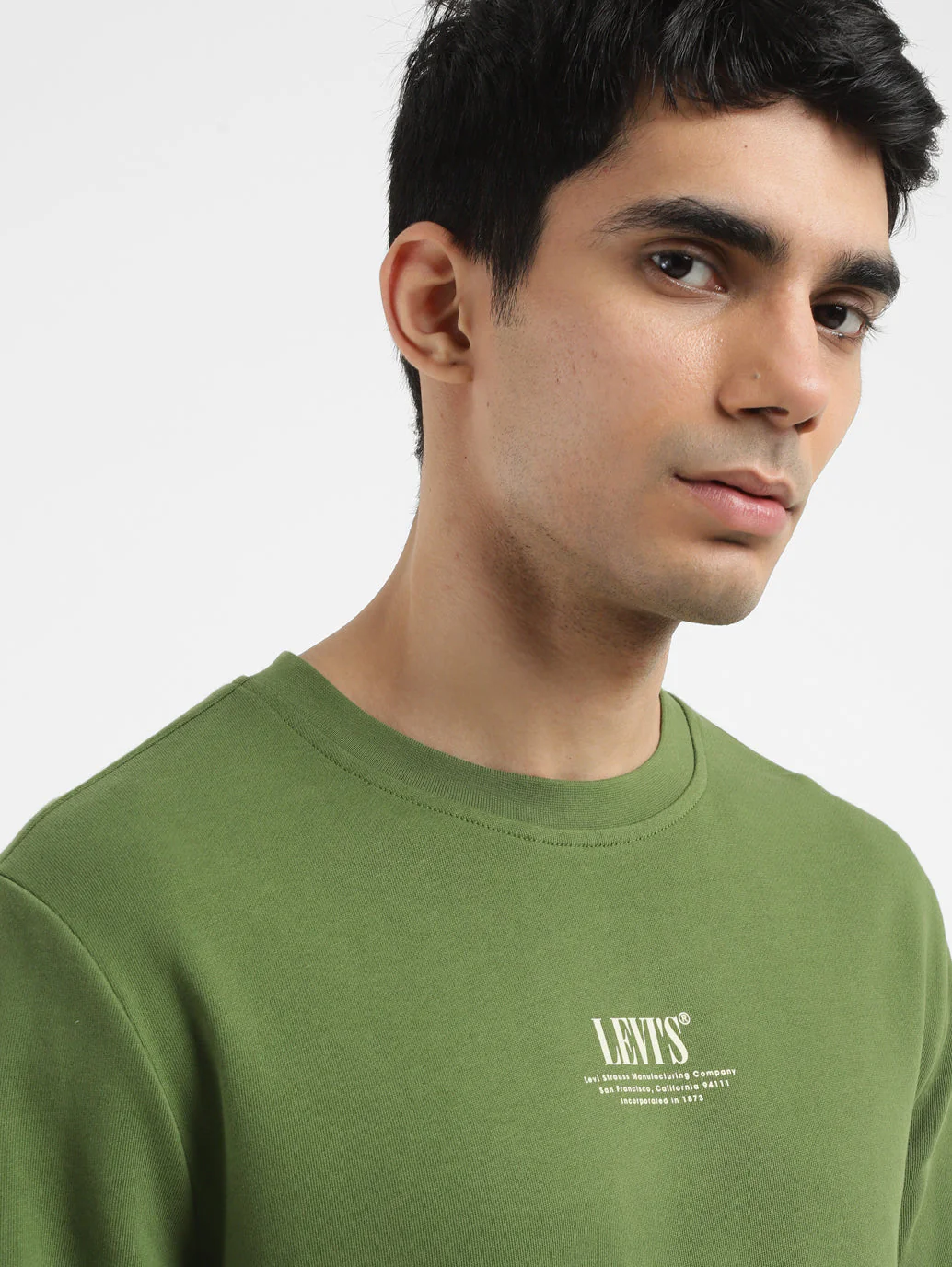 Men's Solid Green Crew Neck Sweatshirt - Image 5