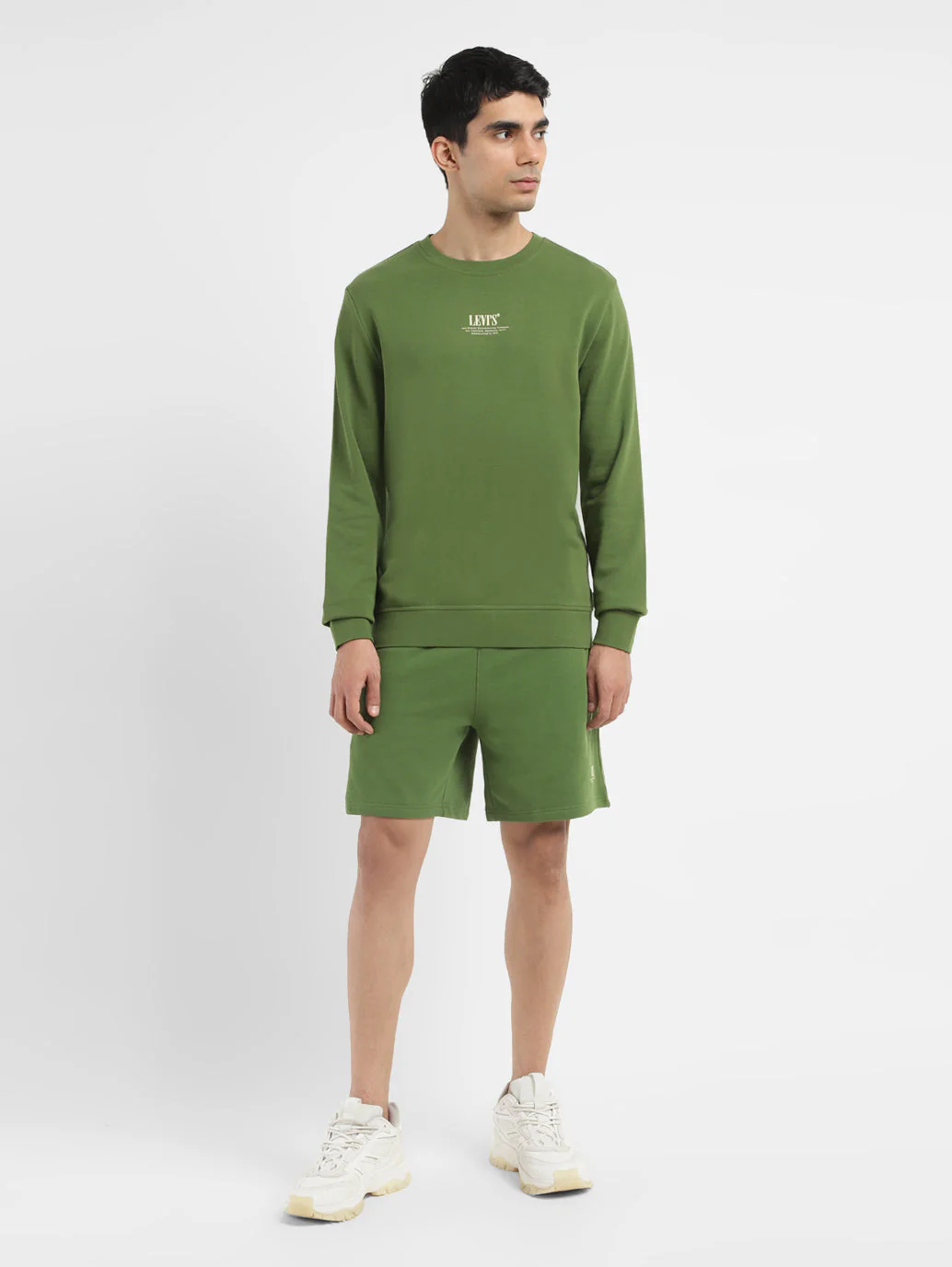 Men's Solid Green Crew Neck Sweatshirt - Image 6