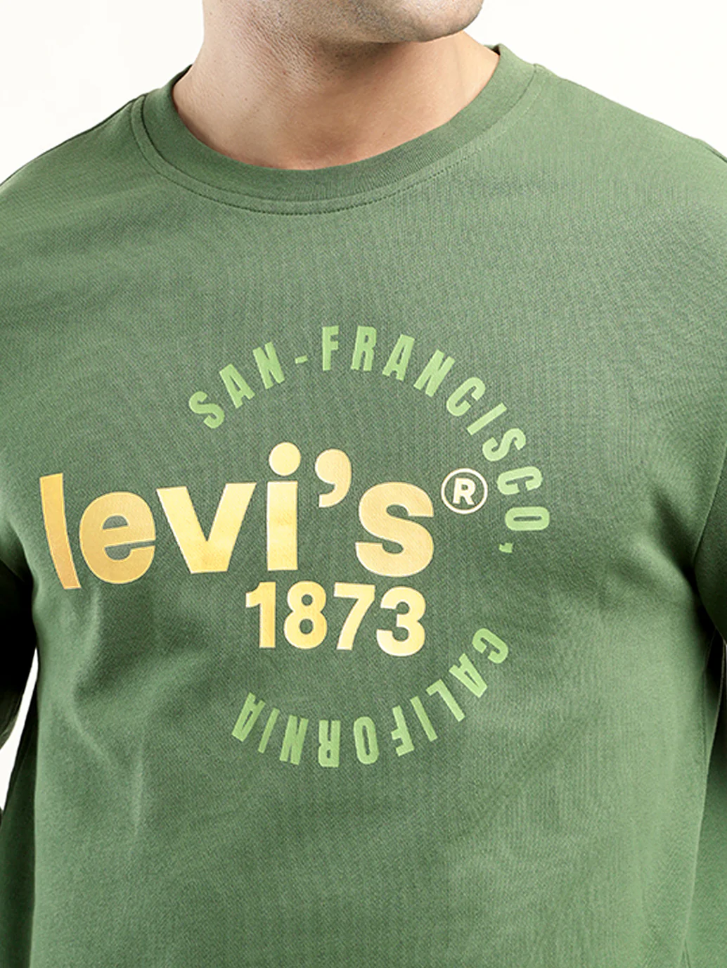 Men's Solid Green Crew Neck Sweatshirt - Image 4