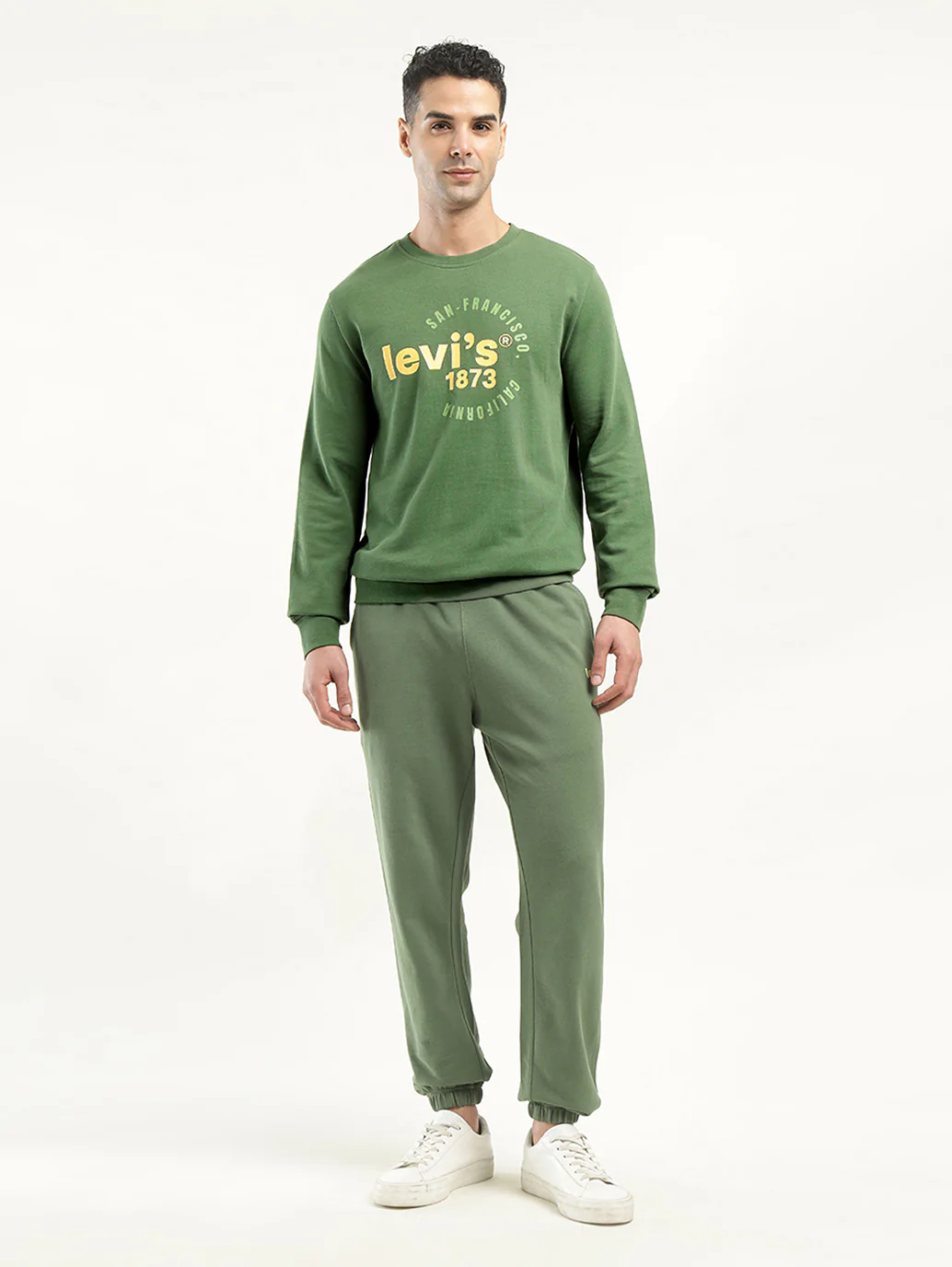 Men's Solid Green Crew Neck Sweatshirt - Image 6