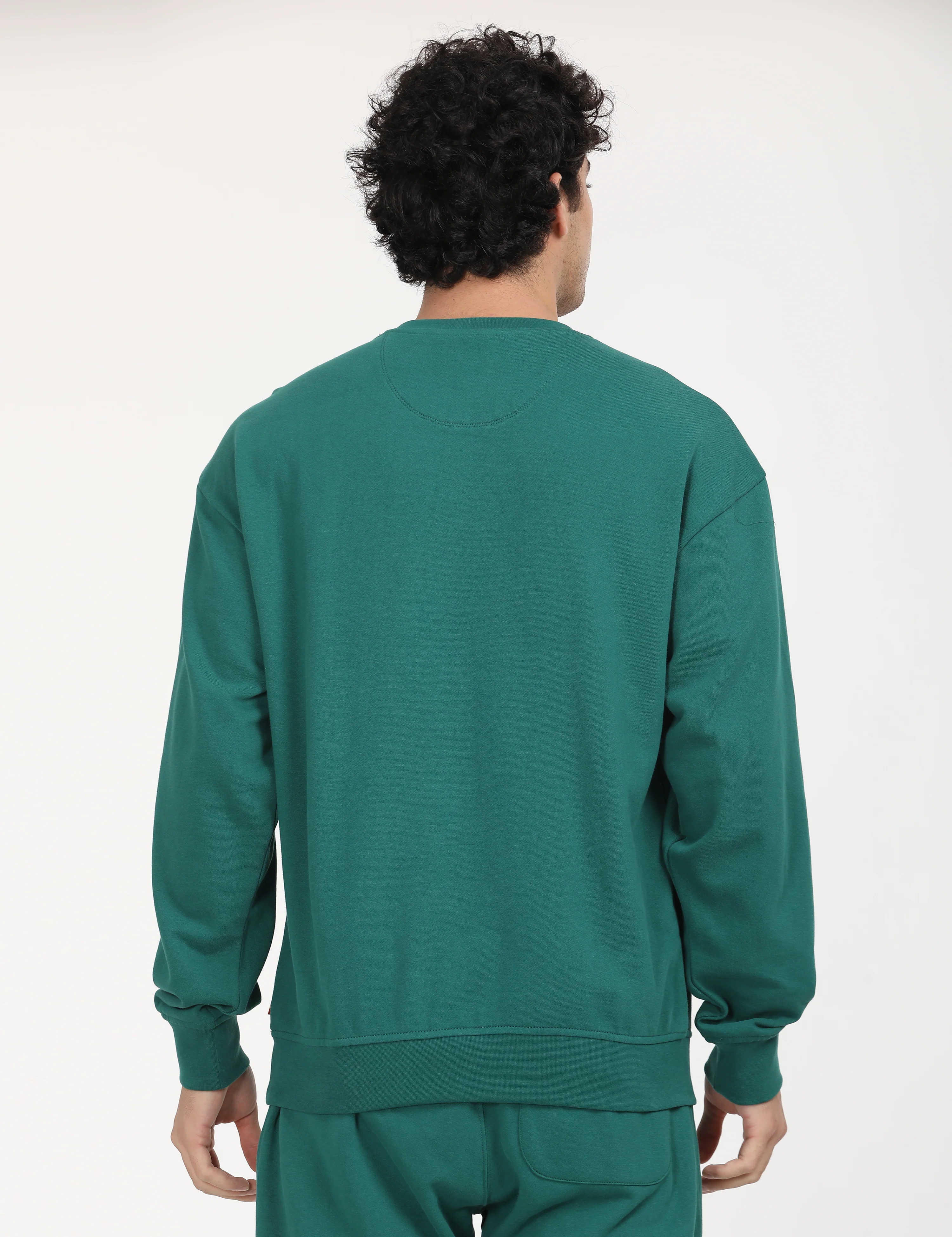 Men's Solid Green Crew Neck Sweatshirt - Image 2