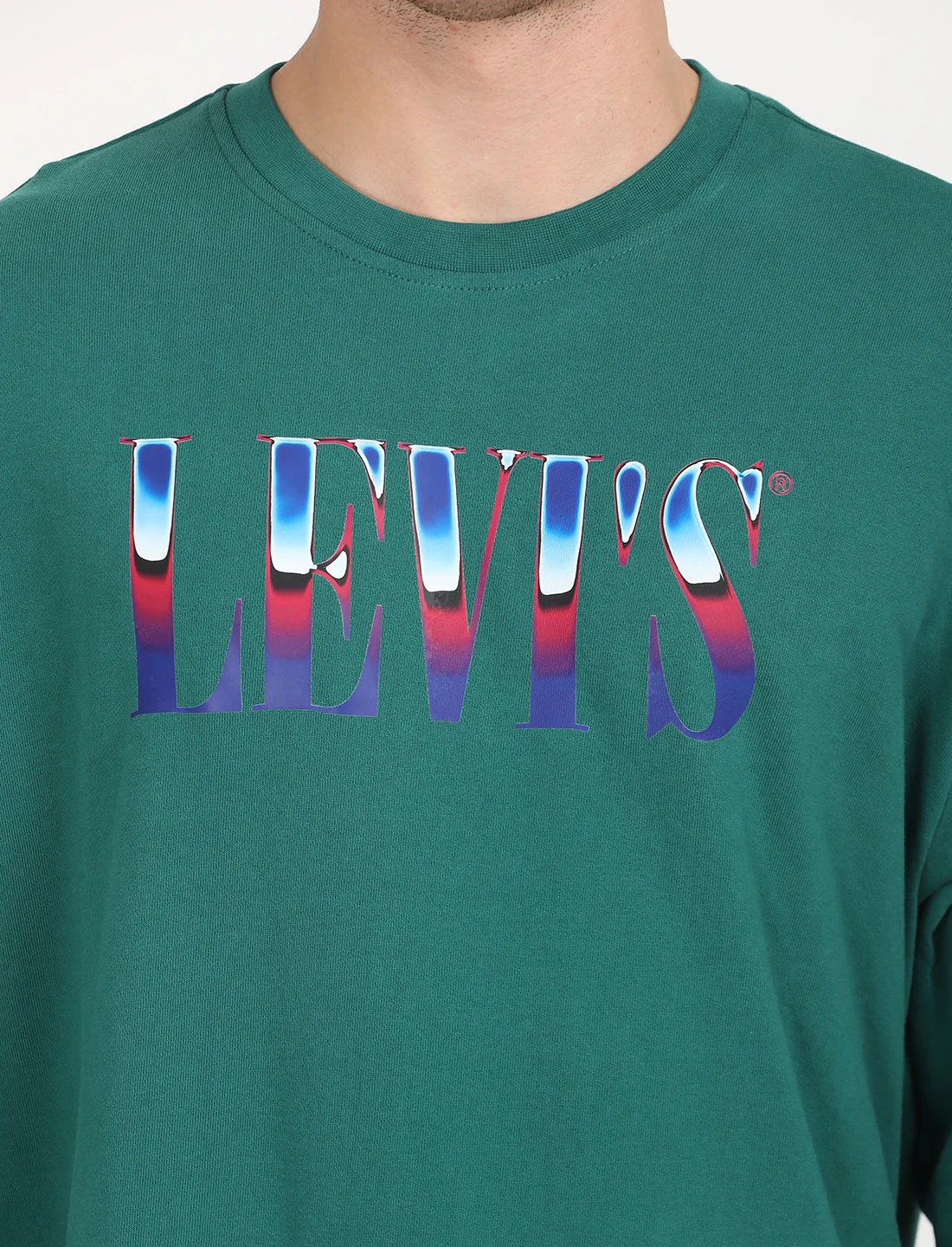 Men's Solid Green Crew Neck Sweatshirt - Image 4