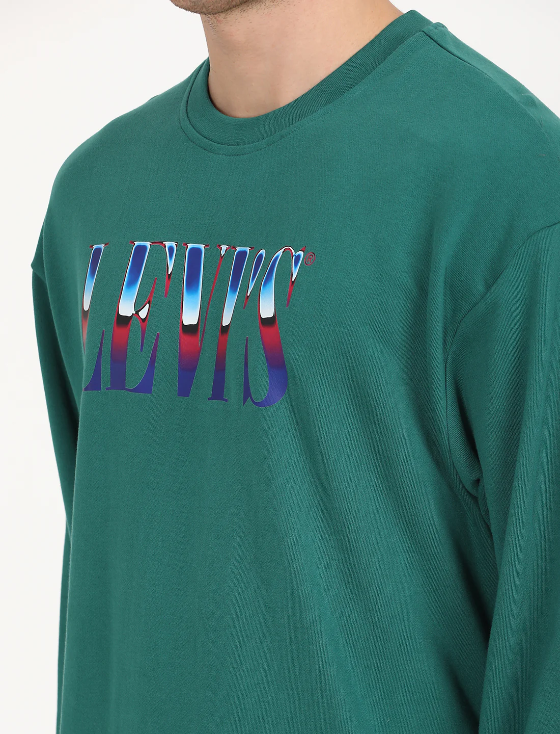 Men's Solid Green Crew Neck Sweatshirt - Image 5