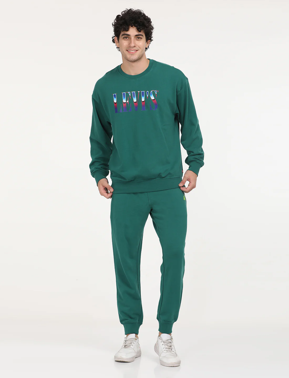 Men's Solid Green Crew Neck Sweatshirt - Image 6