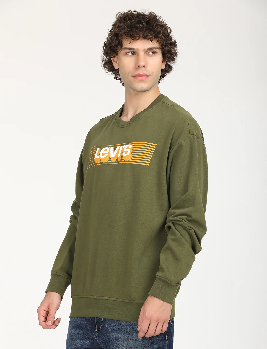 Men's Solid Green Crew Neck Sweatshirt - Image 2