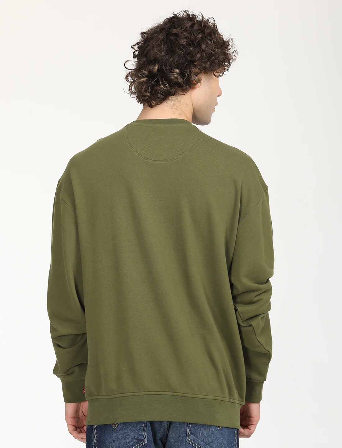 Men's Solid Green Crew Neck Sweatshirt - Image 3