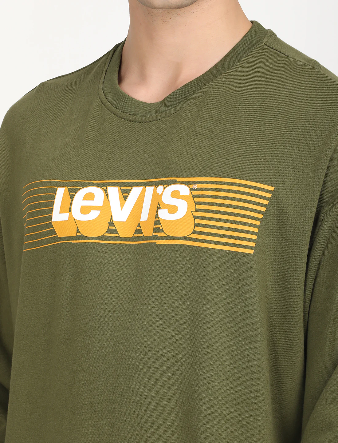 Men's Solid Green Crew Neck Sweatshirt - Image 5