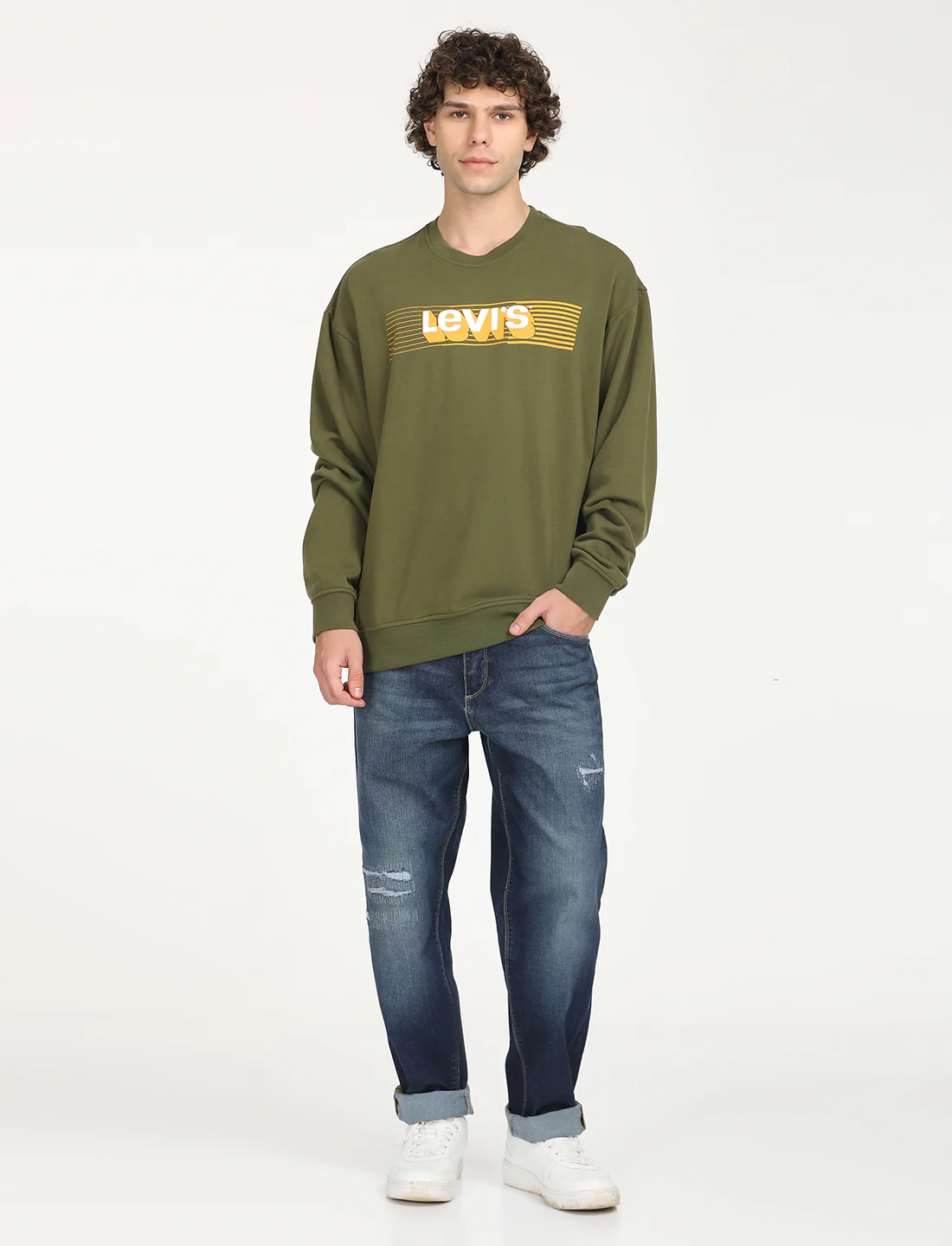 Men's Solid Green Crew Neck Sweatshirt - Image 6
