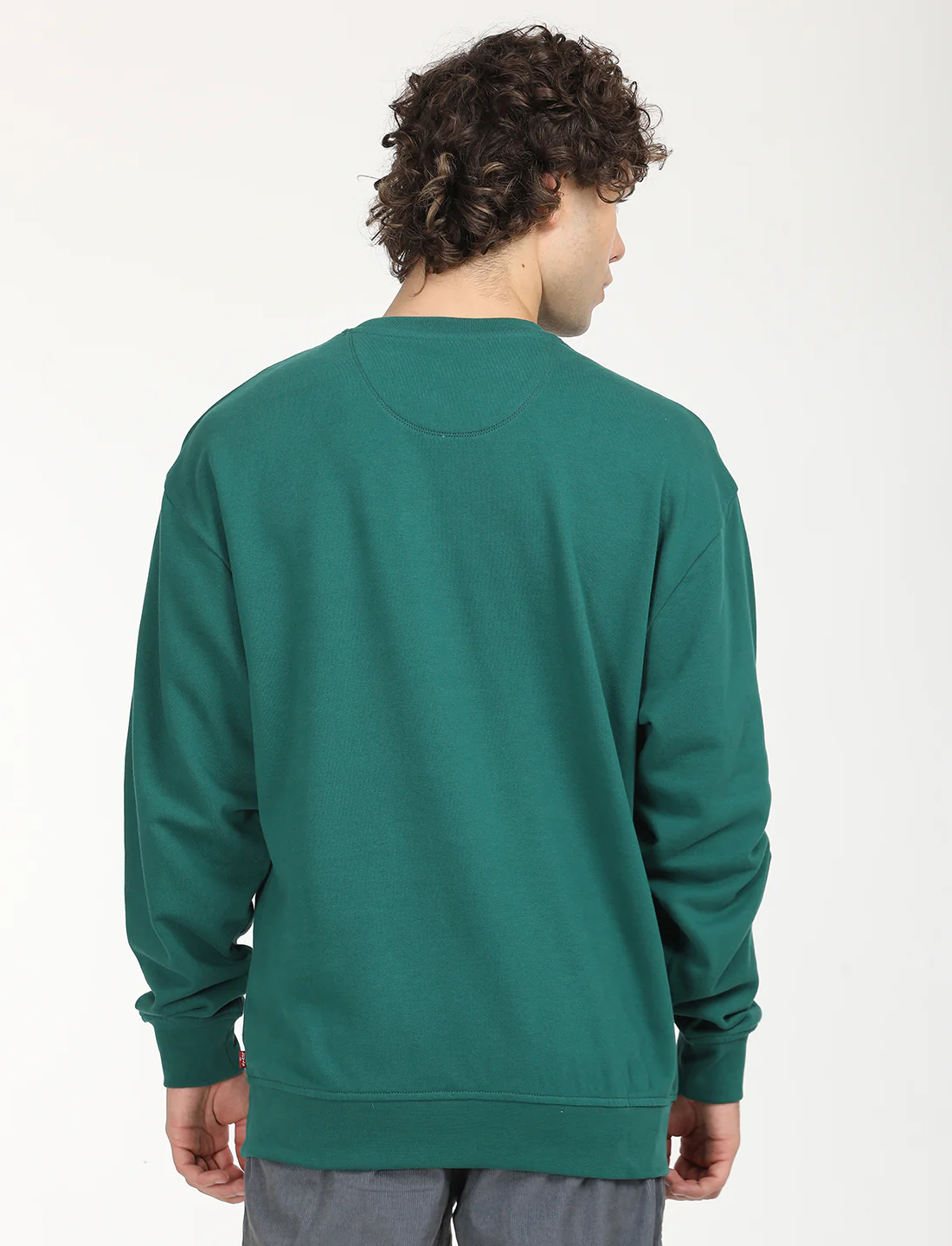 Men's Solid Green Crew Neck Sweatshirt - Image 3