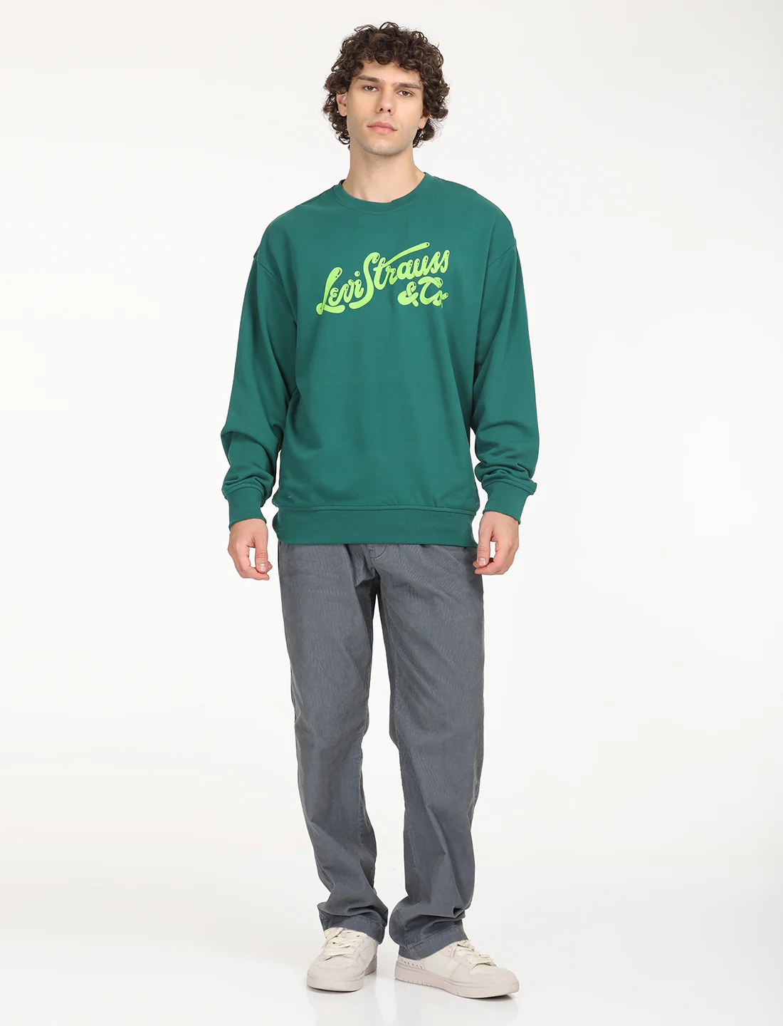 Men's Solid Green Crew Neck Sweatshirt - Image 6