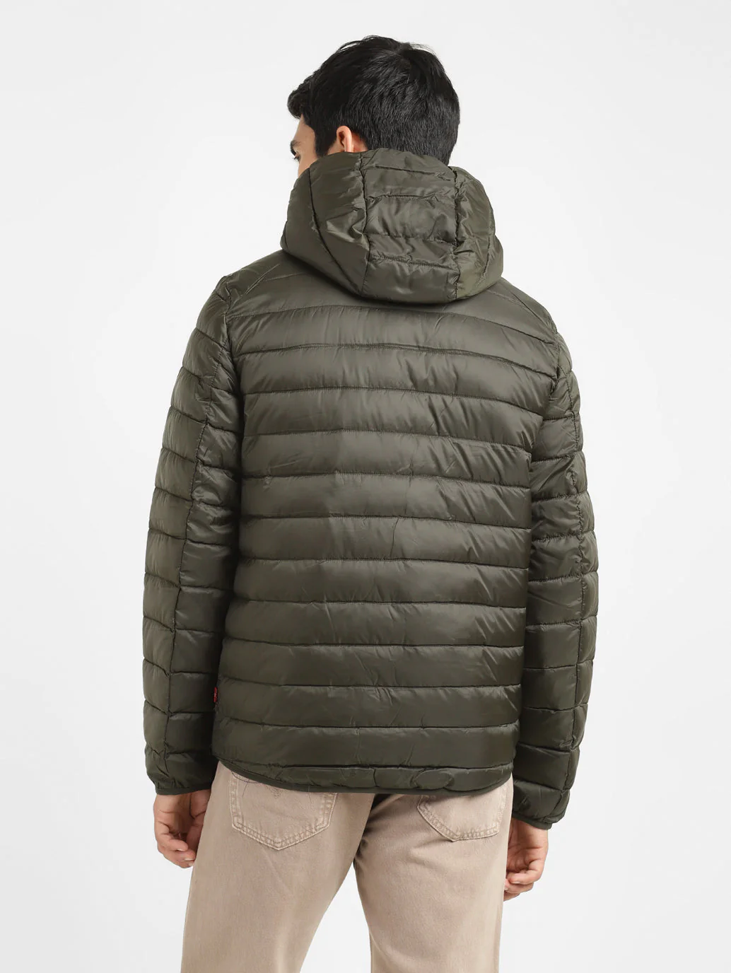 Men's Solid Green Quilted Jacket - Image 3