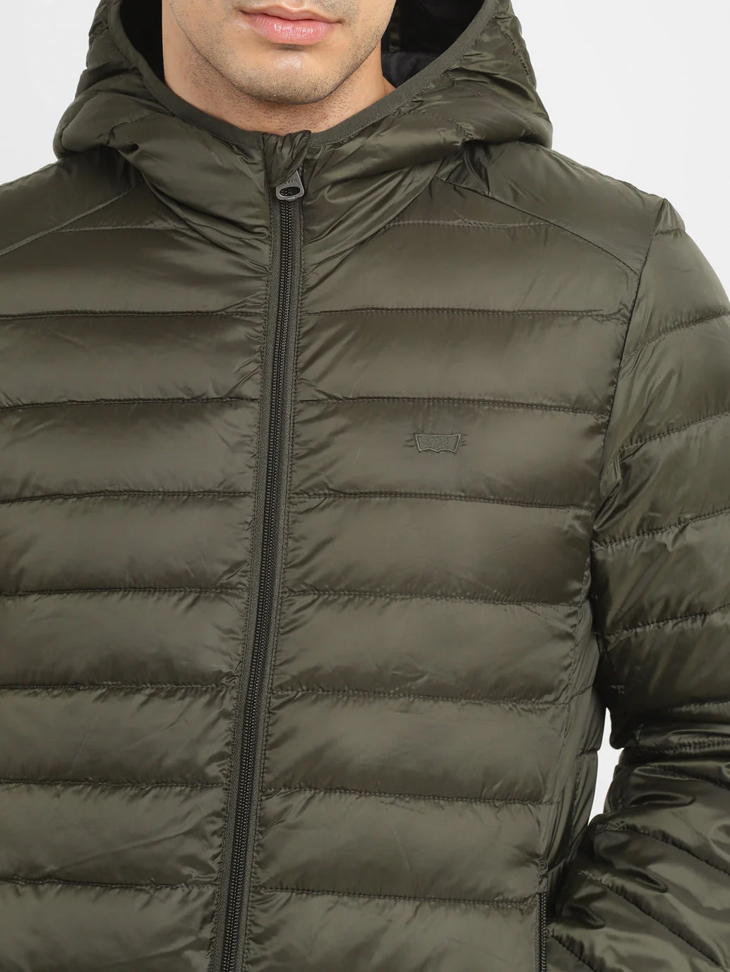 Men's Solid Green Quilted Jacket - Image 5