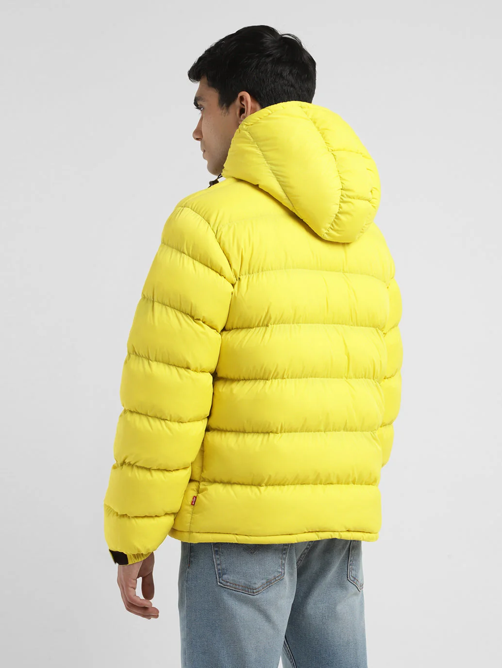Men's Solid Yellow Quilted Jacket - Image 3