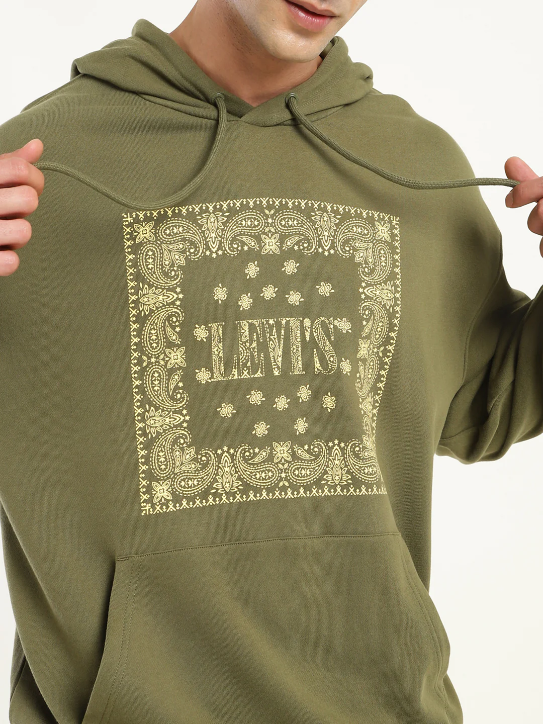 Men's Solid Green Hooded Sweatshirt - Image 3