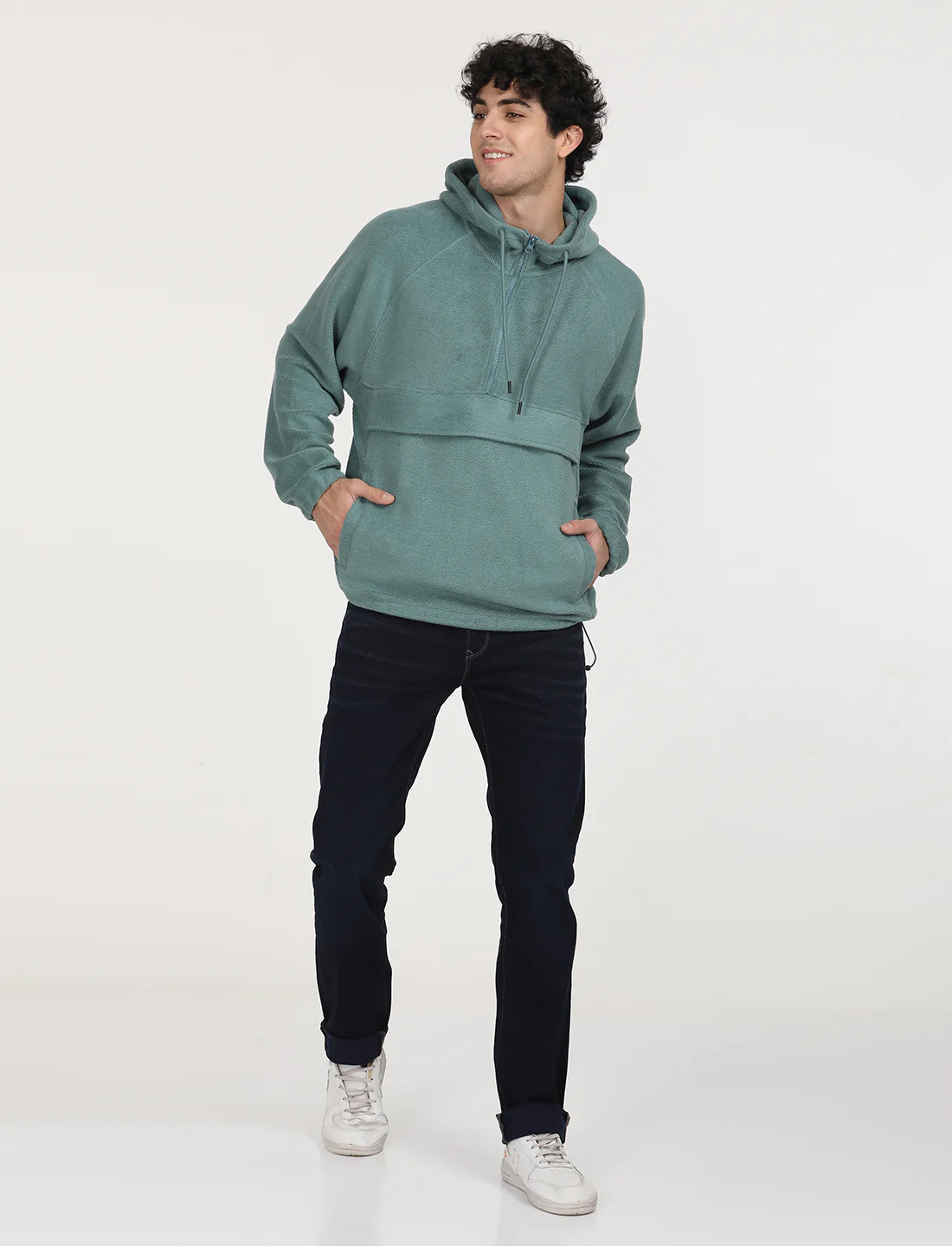 Men's Solid Green Hooded Sweatshirt - Image 6