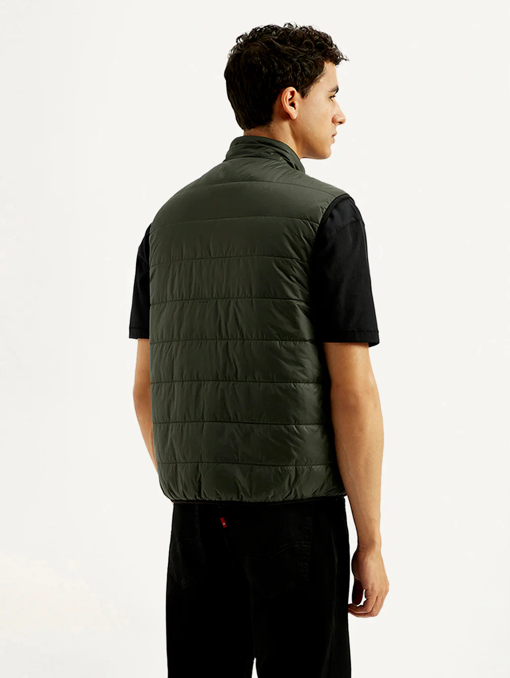 Men's Solid Green puffer Jacket - Image 3