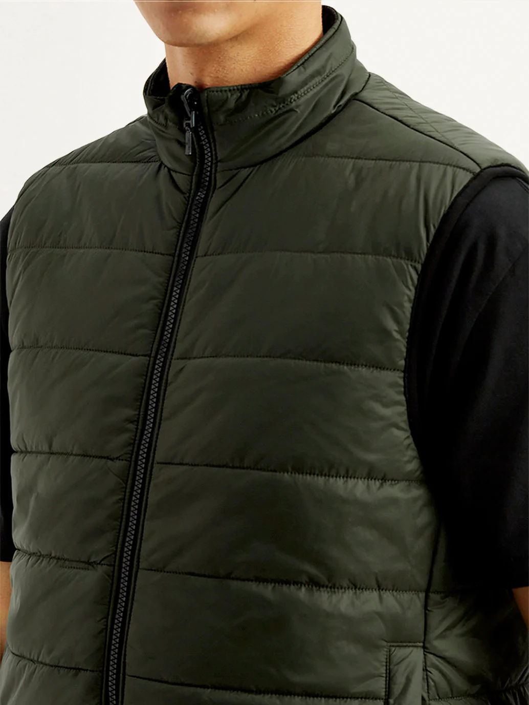 Men's Solid Green puffer Jacket - Image 4