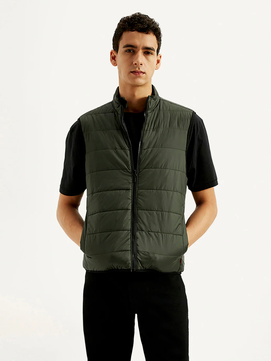 Men's Solid Green puffer Jacket - Image 6